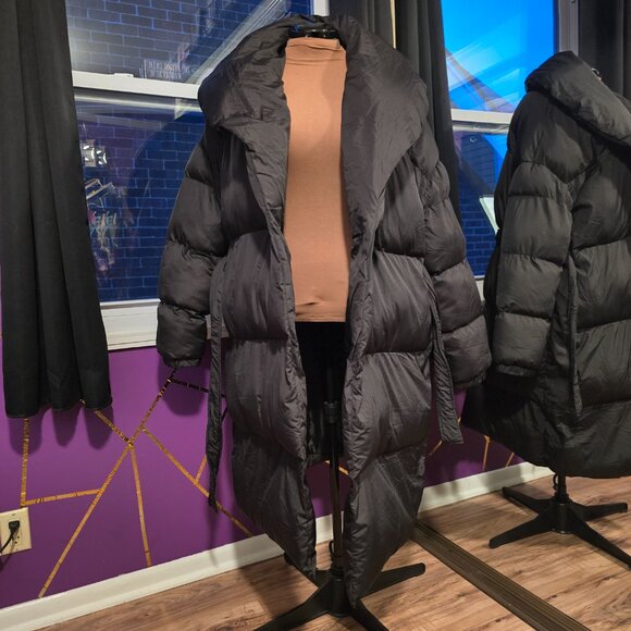 NWT PrettyLittleThing Oversized Longline Puffer Coat, Black, XXL - Picture 5 of 12